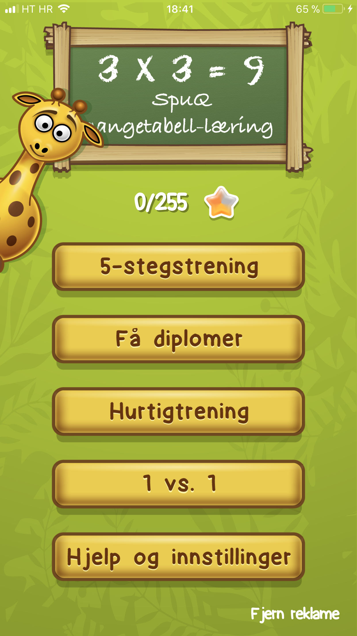 Gangetabell-appen, eksempel 1