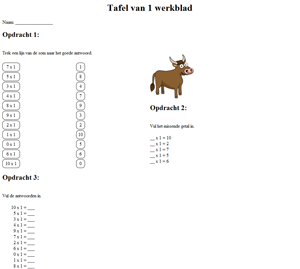 1 times table