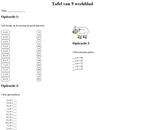 9 times table