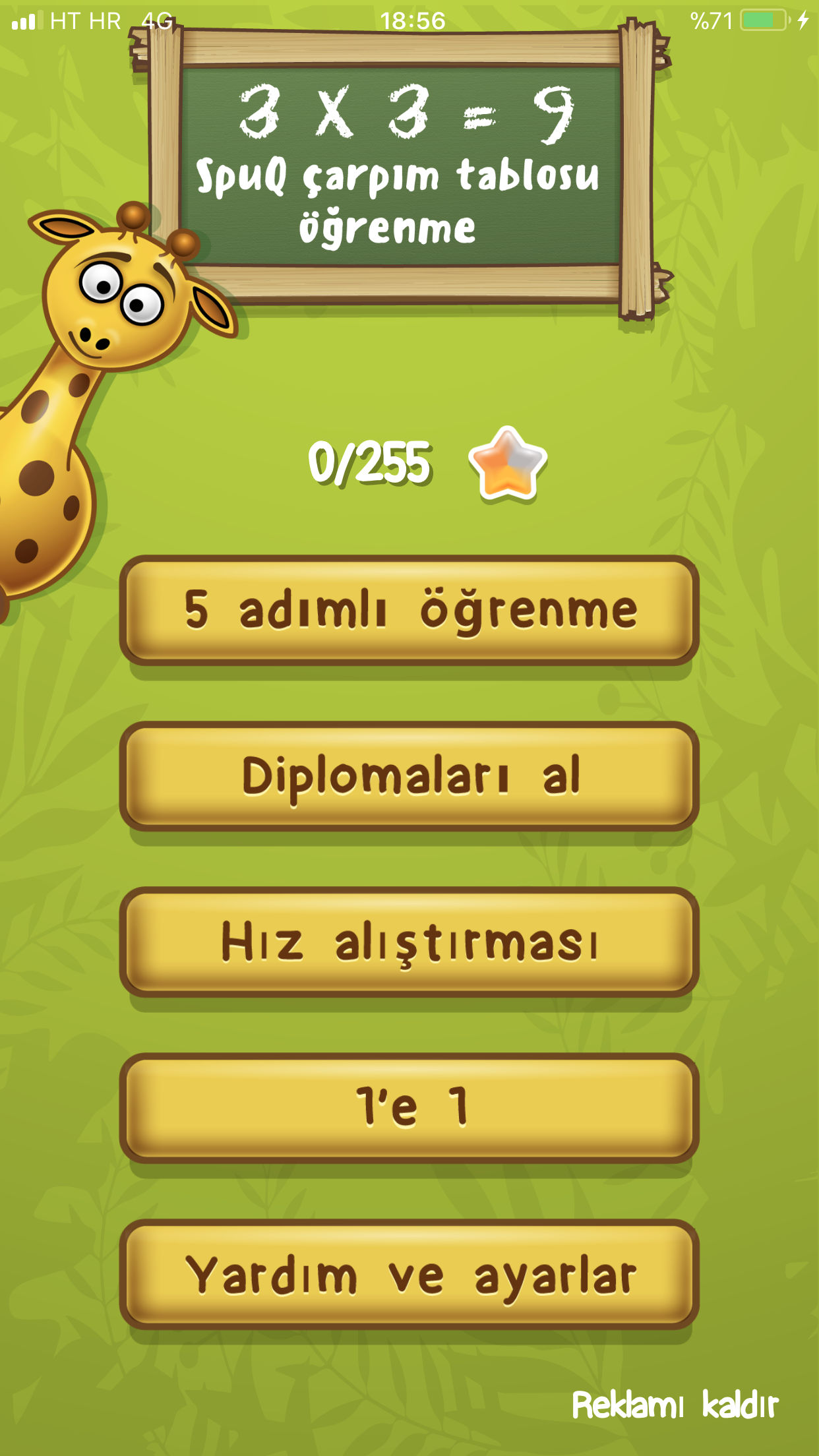 Çarpım tablosu uygulaması örnek 1